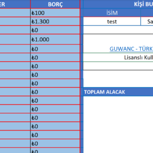 Excel Veresiye Defteri